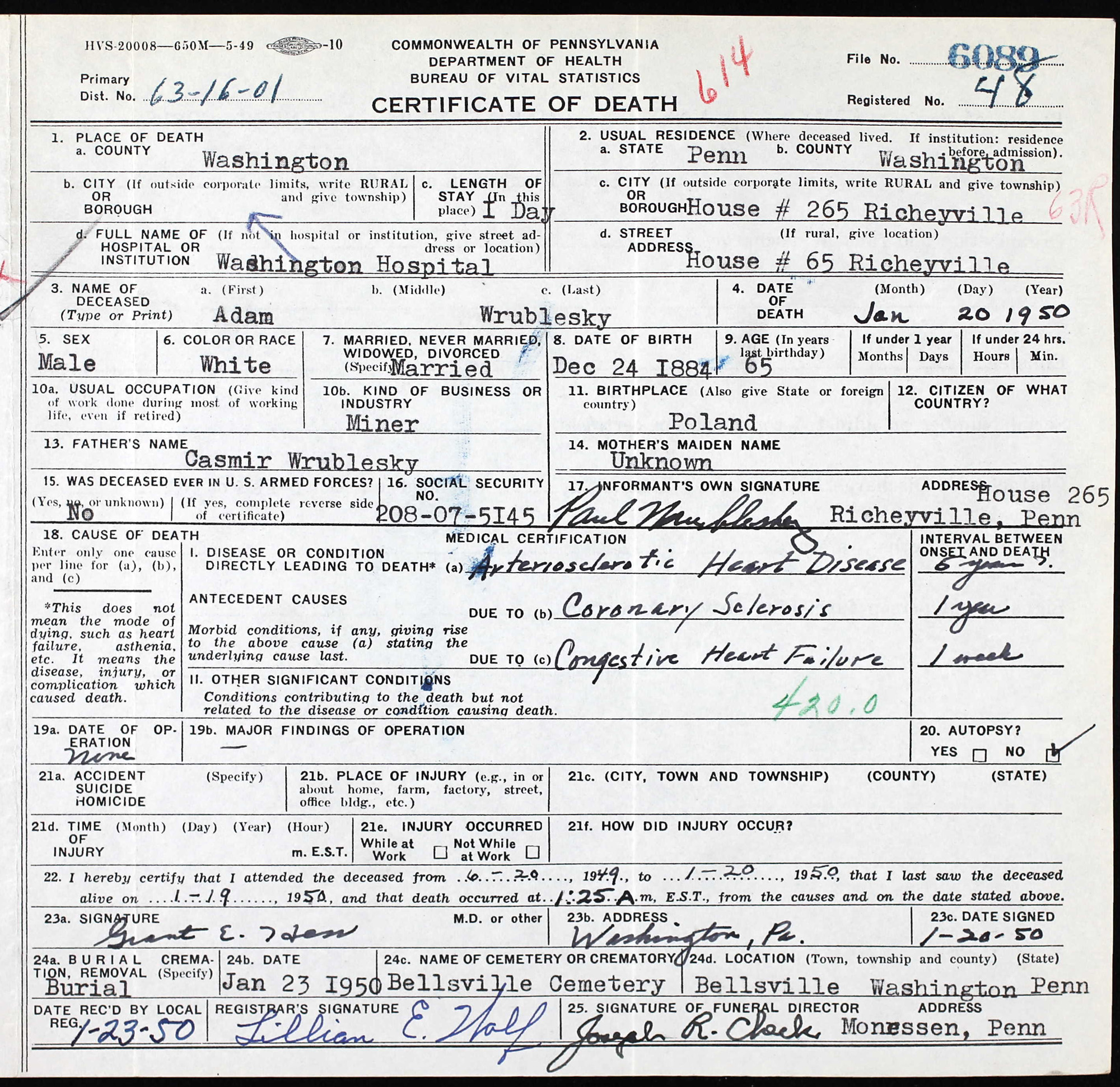 death certificate